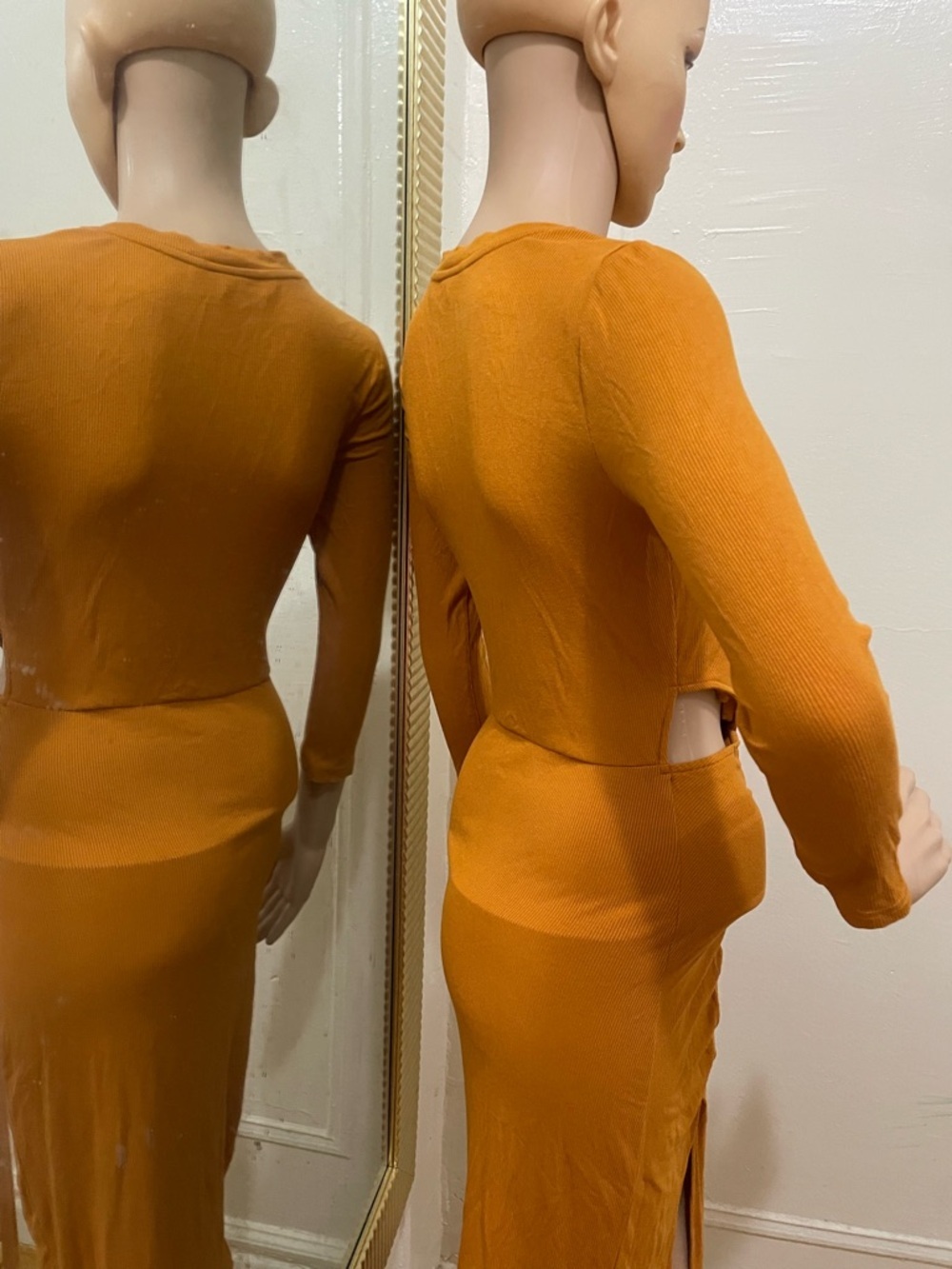 Walter Baker Rust Orange Ruched Midi Dress - Picture 6 of 14